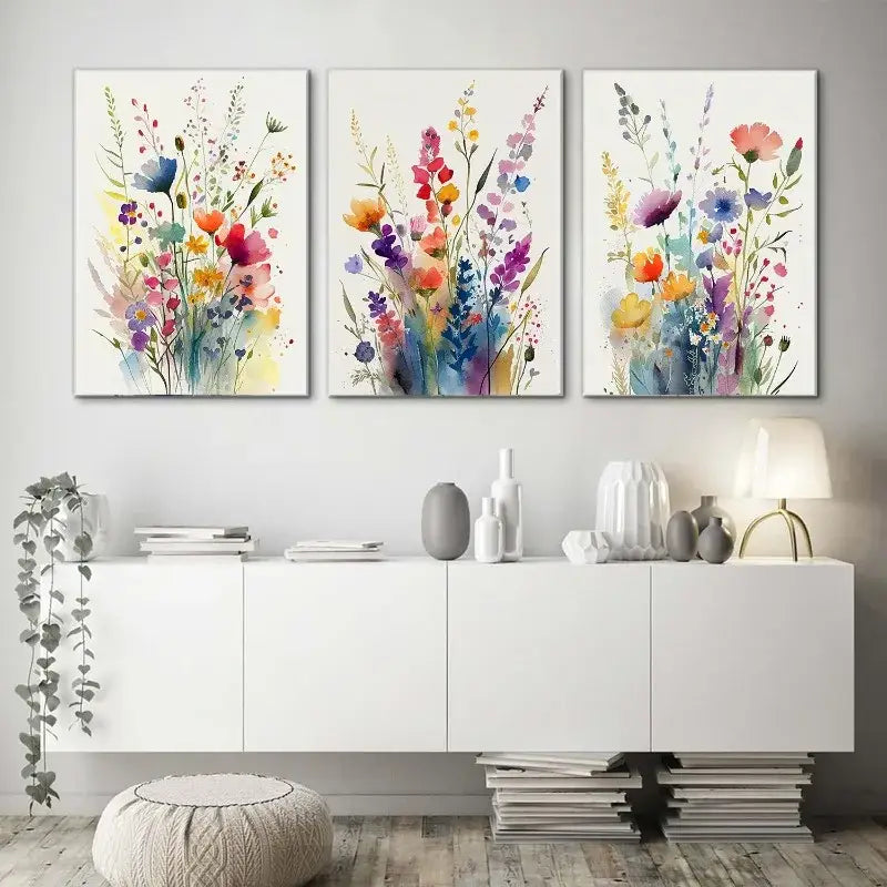 DecorBites™ Wildflowers Watercolour Poster Set - Canvas Wall Art