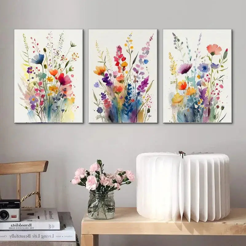 DecorBites™ Wildflowers Watercolour Poster Set - Canvas Wall Art