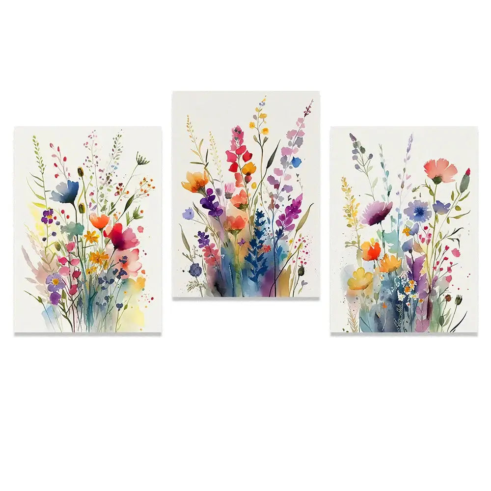 DecorBites™ Wildflowers Watercolour Poster Set - Canvas Wall Art