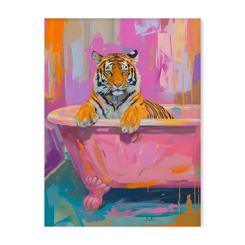 DecorBites™ Wildlife Bathroom Canvas Art Tiger Zebra Cat