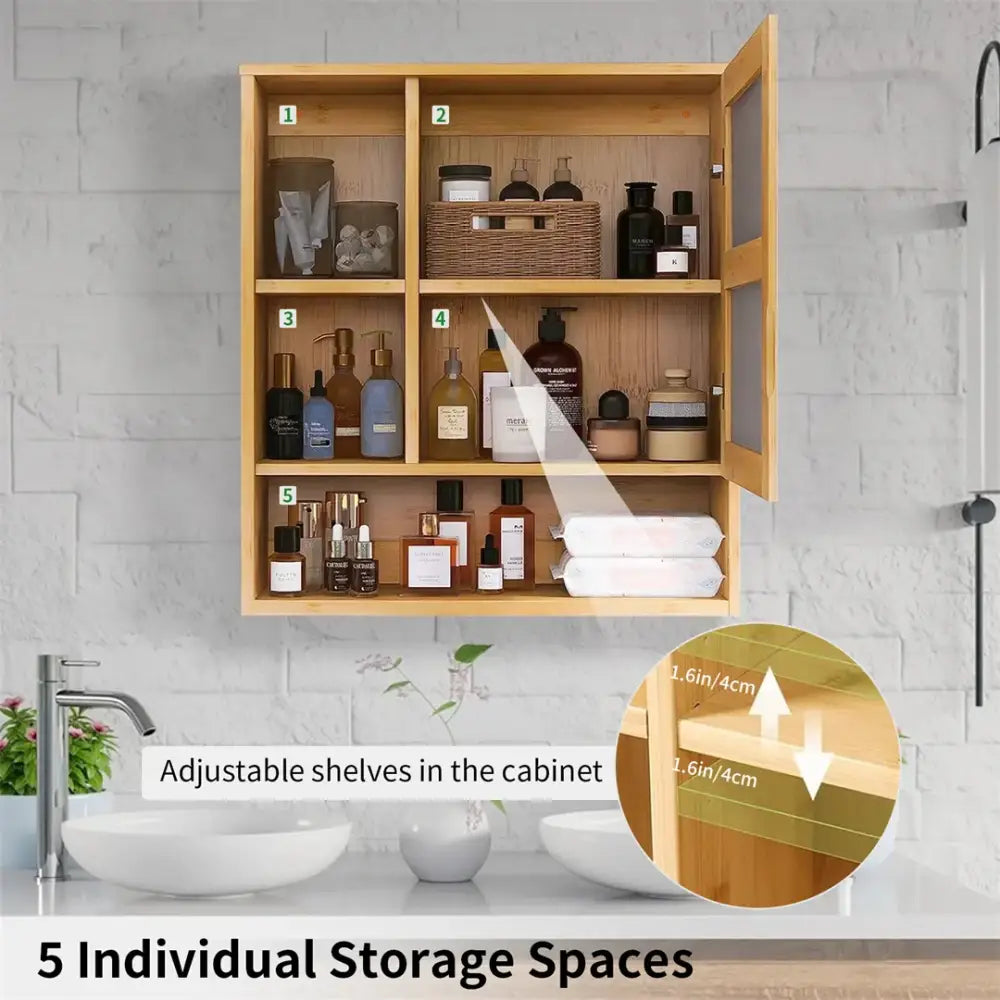 DecorBites™ Wood Medicine Cabinet with Mirror and Storage