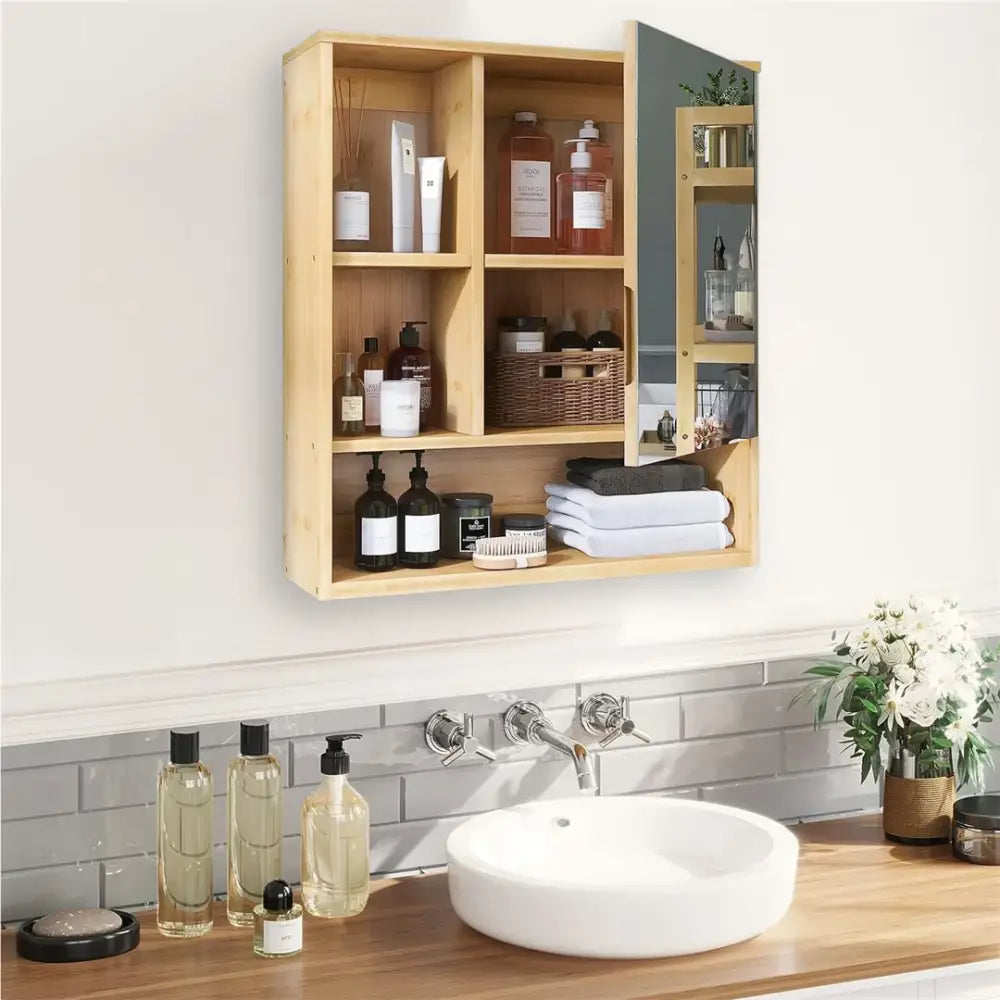 DecorBites™ Wood Medicine Cabinet with Mirror and Storage