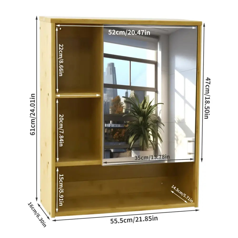 DecorBites™ Wood Medicine Cabinet with Mirror and Storage