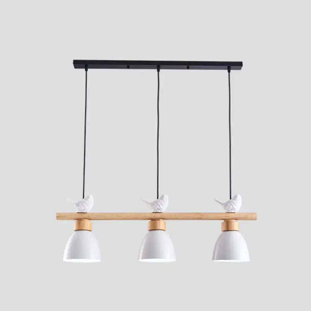 DecorBites™ Wood & Metal Macaron Bowl Pendant Light with 3 Lights for Island, Electric Socket