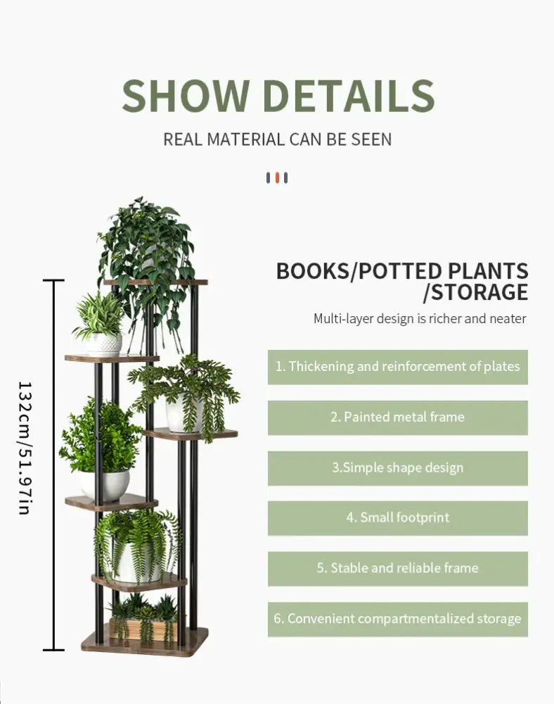 DecorBites™ Wooden Flower Plant Stand Shelf - 4/5/6 Tier