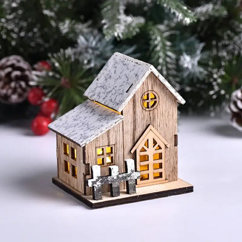 ديكورات الكريسماس المنزلية الخشبية المضيئة من DecorBites™ مزودة بإضاءة LED