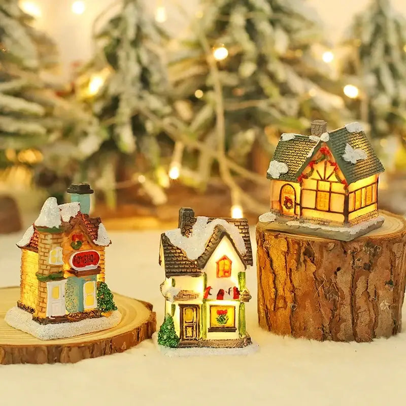 ديكورات الكريسماس المنزلية الخشبية المضيئة من DecorBites™ مزودة بإضاءة LED