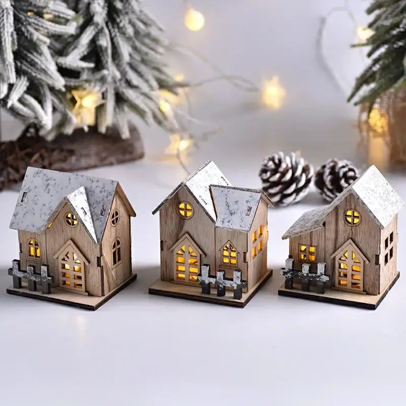 ديكورات الكريسماس المنزلية الخشبية المضيئة من DecorBites™ مزودة بإضاءة LED