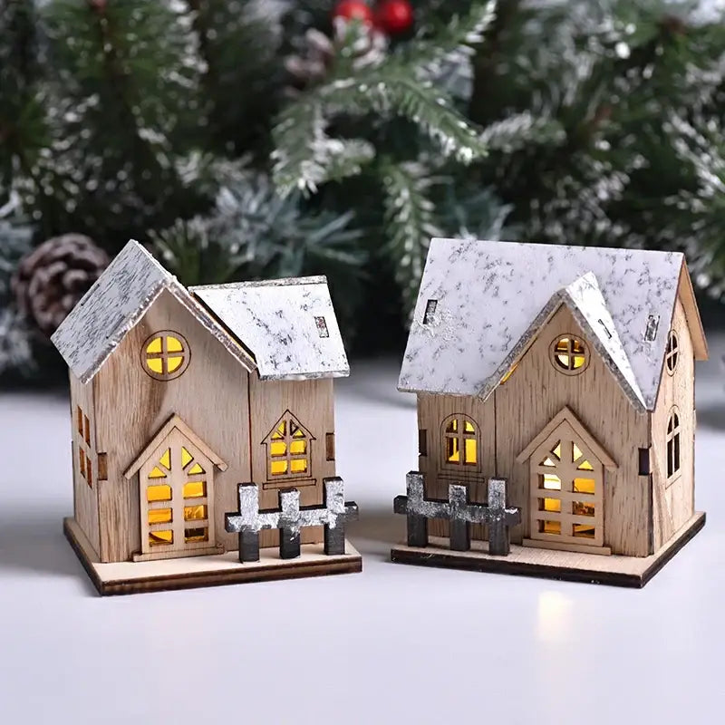ديكورات الكريسماس المنزلية الخشبية المضيئة من DecorBites™ مزودة بإضاءة LED