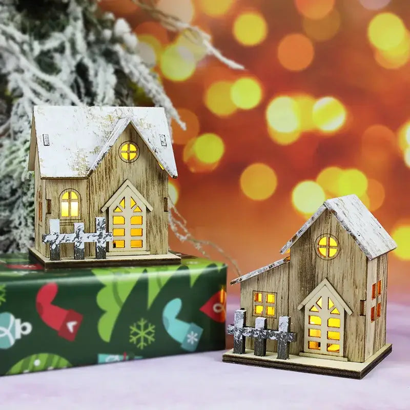ديكورات الكريسماس المنزلية الخشبية المضيئة من DecorBites™ مزودة بإضاءة LED