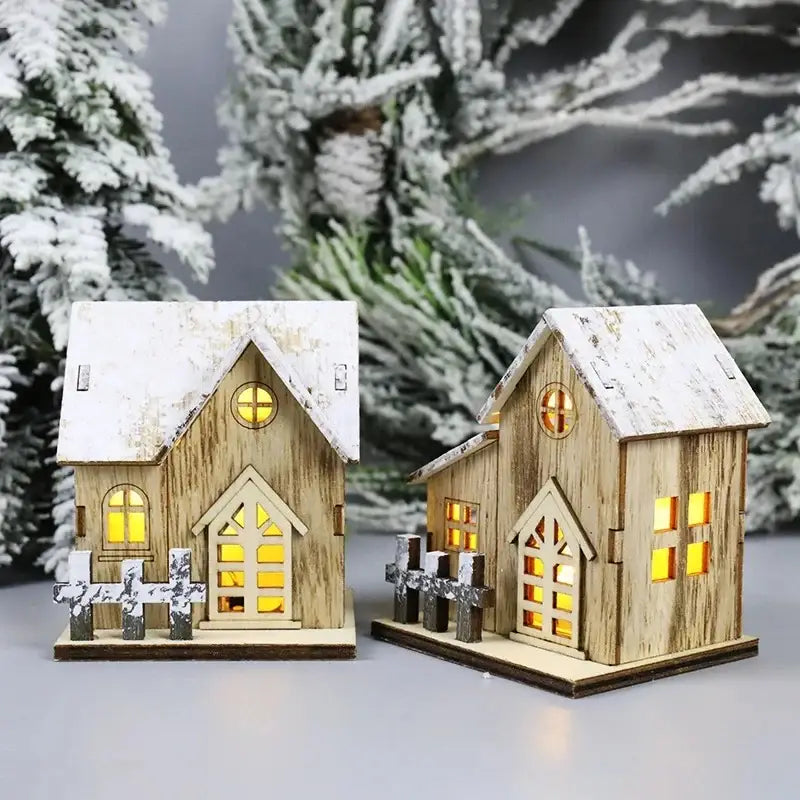 ديكورات الكريسماس المنزلية الخشبية المضيئة من DecorBites™ مزودة بإضاءة LED