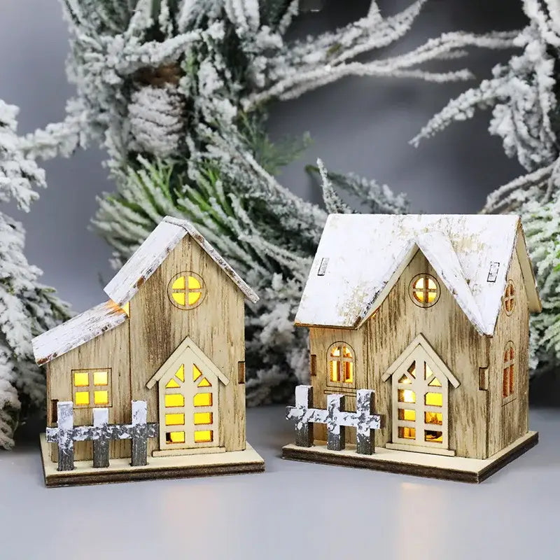 ديكورات الكريسماس المنزلية الخشبية المضيئة من DecorBites™ مزودة بإضاءة LED