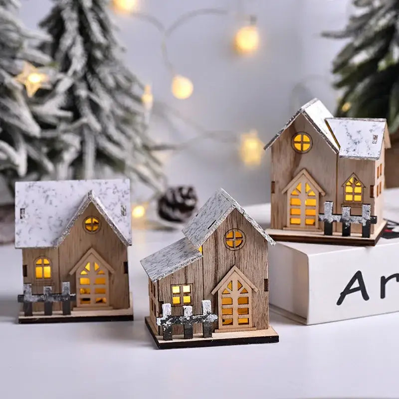 ديكورات الكريسماس المنزلية الخشبية المضيئة من DecorBites™ مزودة بإضاءة LED