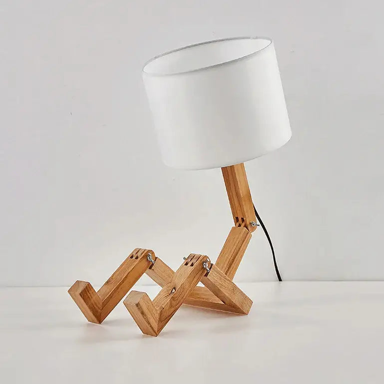 DecorBites™ Wooden Robot Shape Creative Table Lamp Indoor Study Fashion Reading Desk Lamp Nordic Modern Desktop Decorative Night Light