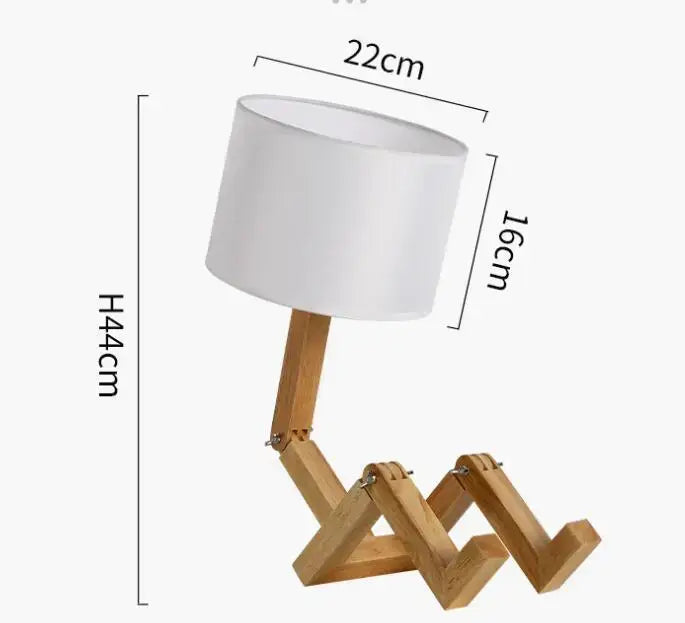 DecorBites™ Wooden Robot Shape Creative Table Lamp Indoor Study Fashion Reading Desk Lamp Nordic Modern Desktop Decorative Night Light