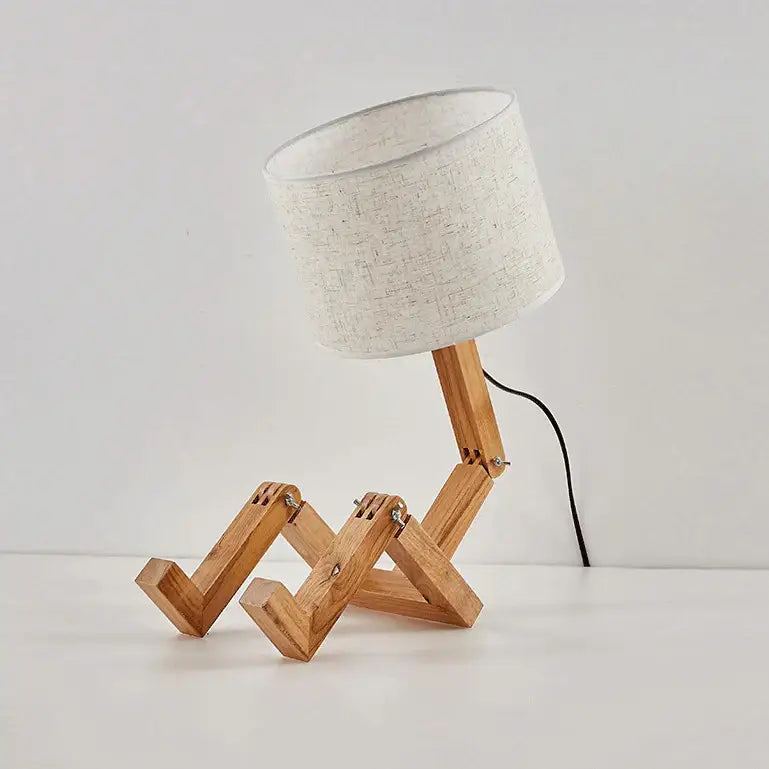 DecorBites™ Wooden Robot Shape Creative Table Lamp Indoor Study Fashion Reading Desk Lamp Nordic Modern Desktop Decorative Night Light