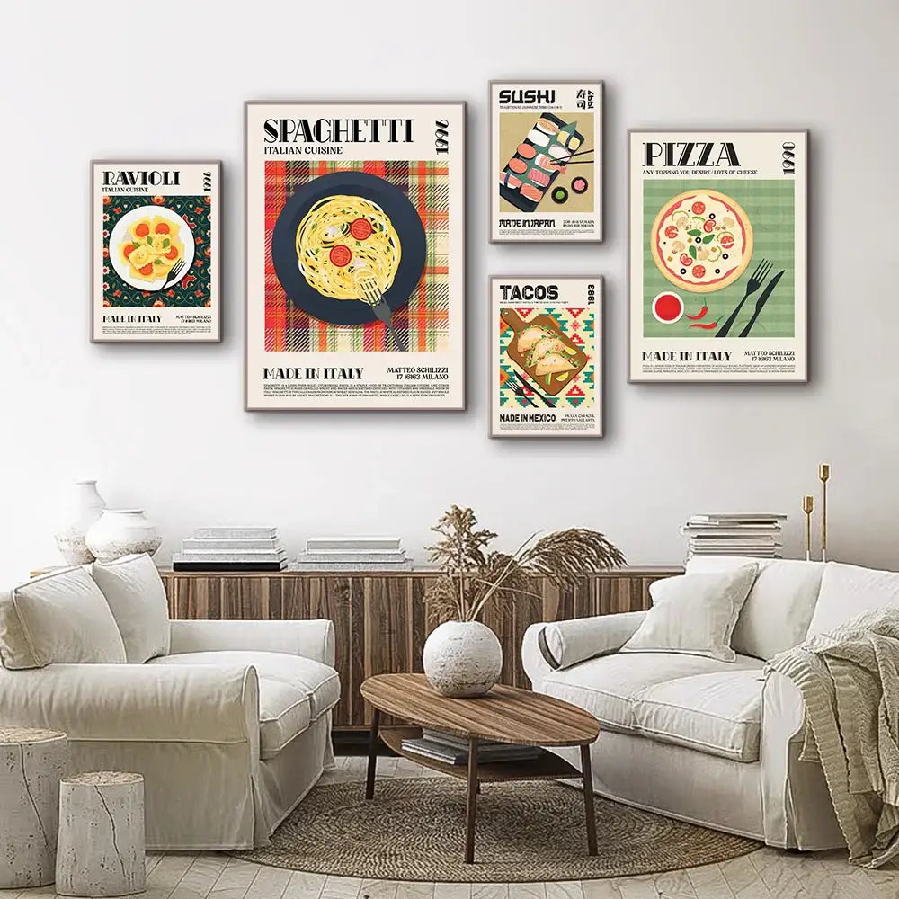 DecorBites™ World Cuisine Canvas Print for Home Wall Decor