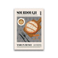 Decorbites™ world cuisine food canvas wall art featuring golden sourdough loaf and latte on rustic wooden board