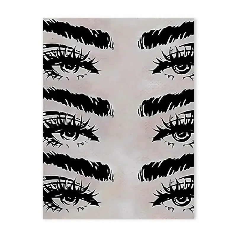 Decorbites y2k rock style canvas poster featuring black stylized eye illustrations on a light gray textured background