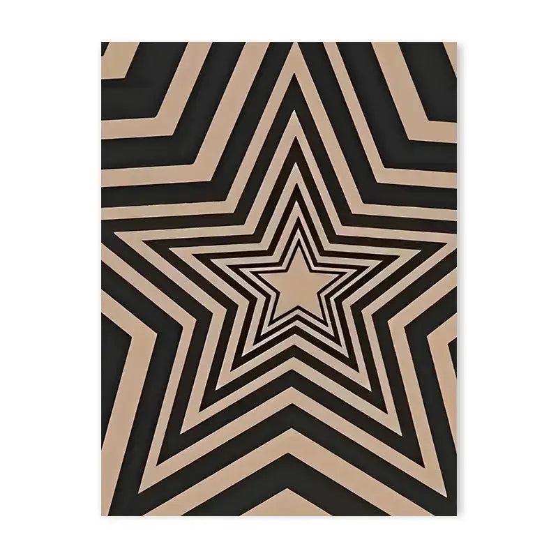 Decorbites y2k rock style canvas poster featuring a black and beige concentric star pattern for retro chic decor