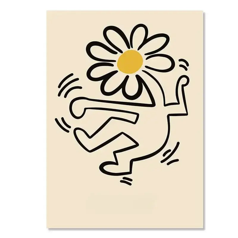 DecorBites™ Yayoi Kusama Inspired Orange Floral Canvas Art