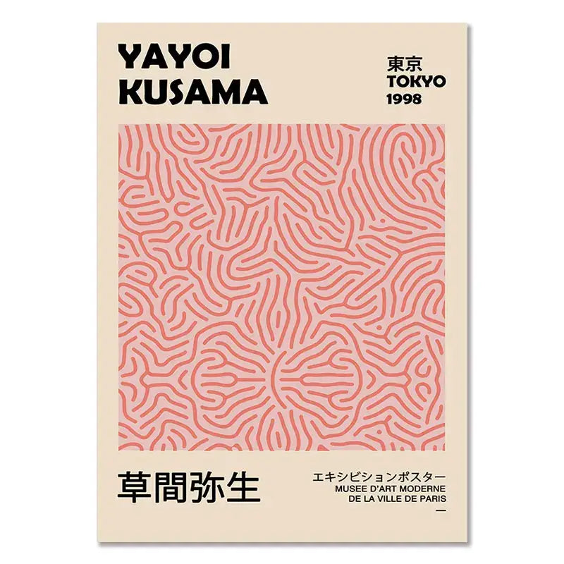 DecorBites™ Yayoi Kusama Inspired Orange Floral Canvas Art