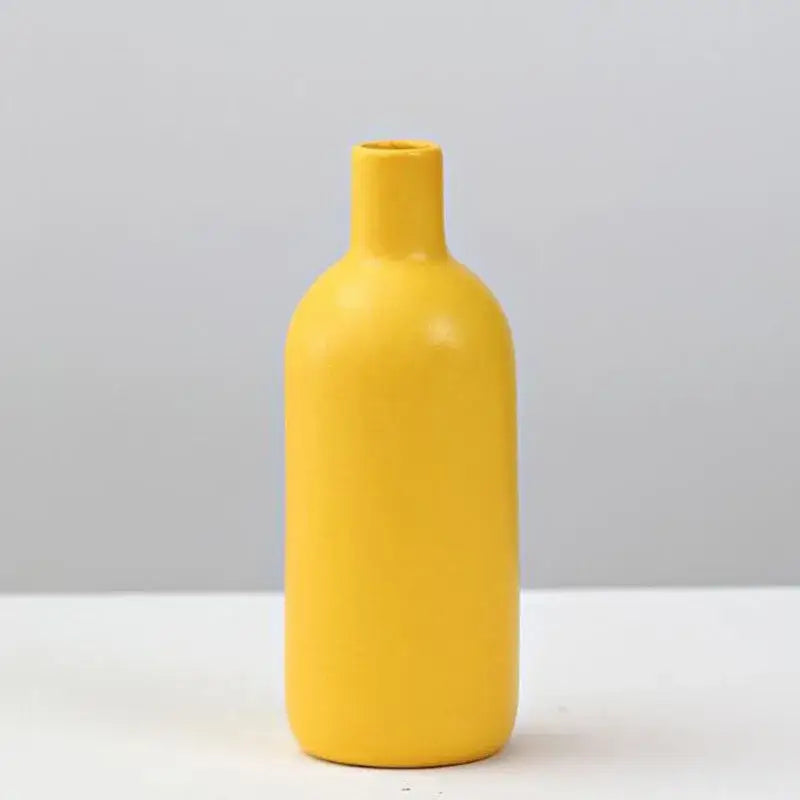 DecorBites™ Yellow Porcelain Flower Vase for Home Decor