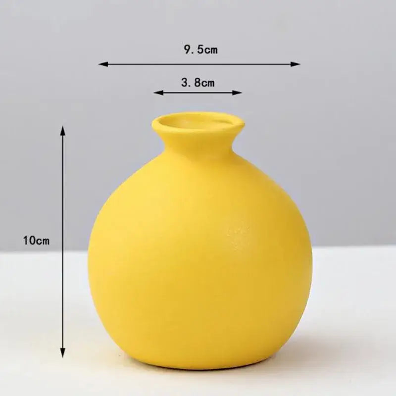 DecorBites™ Yellow Porcelain Flower Vase for Home Decor