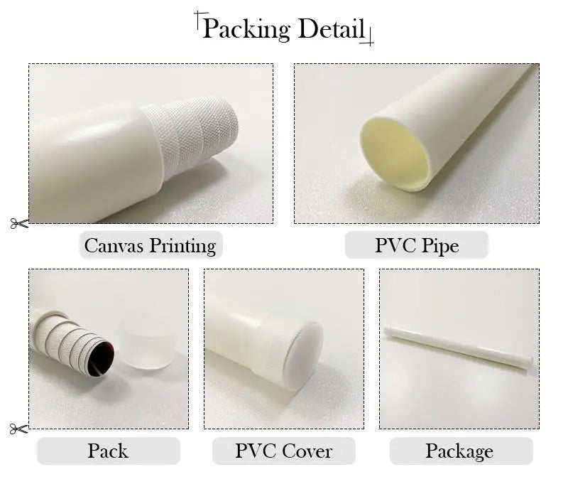White pvc pipe with canvas-printed textured sleeve and clear cover in decorbites™ yellow sun rising horizon wall art