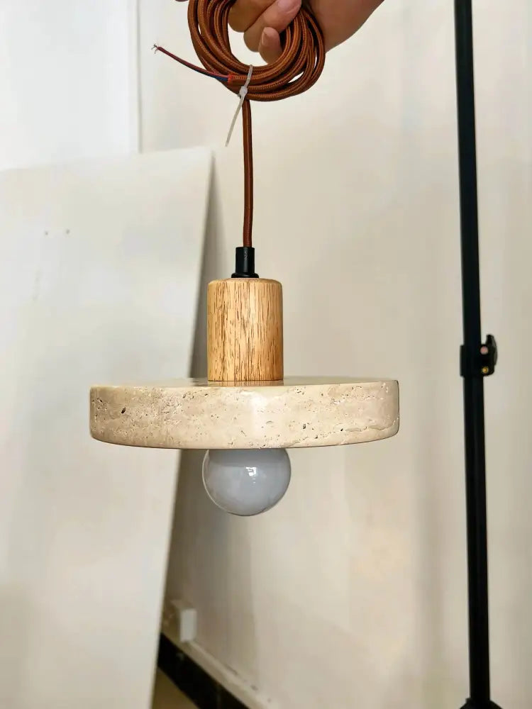 DecorBites™ Yellow Travertine Pendant Light for Kitchen Island