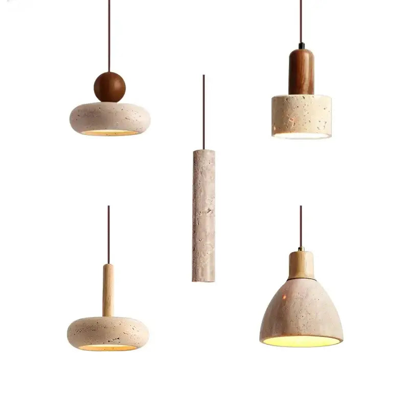 DecorBites™ Yellow Travertine Pendant Light for Kitchen Island