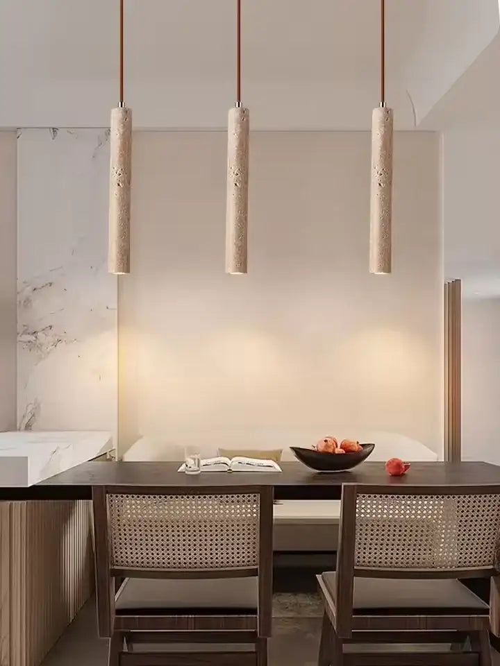 DecorBites™ Yellow Travertine Pendant Light for Kitchen Island