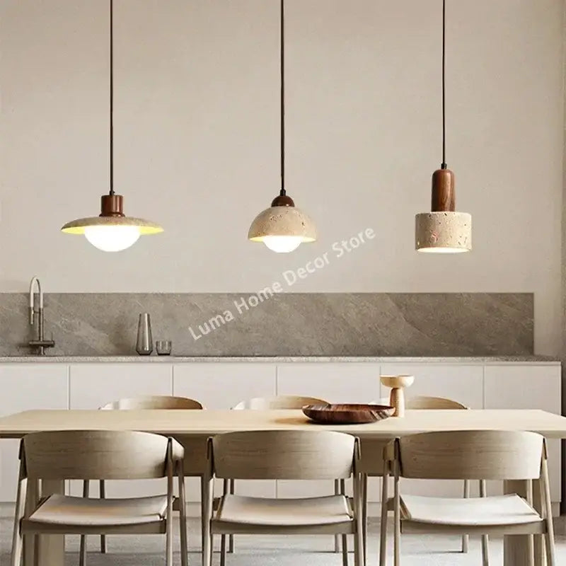 DecorBites™ Yellow Travertine Pendant Light for Kitchen Island