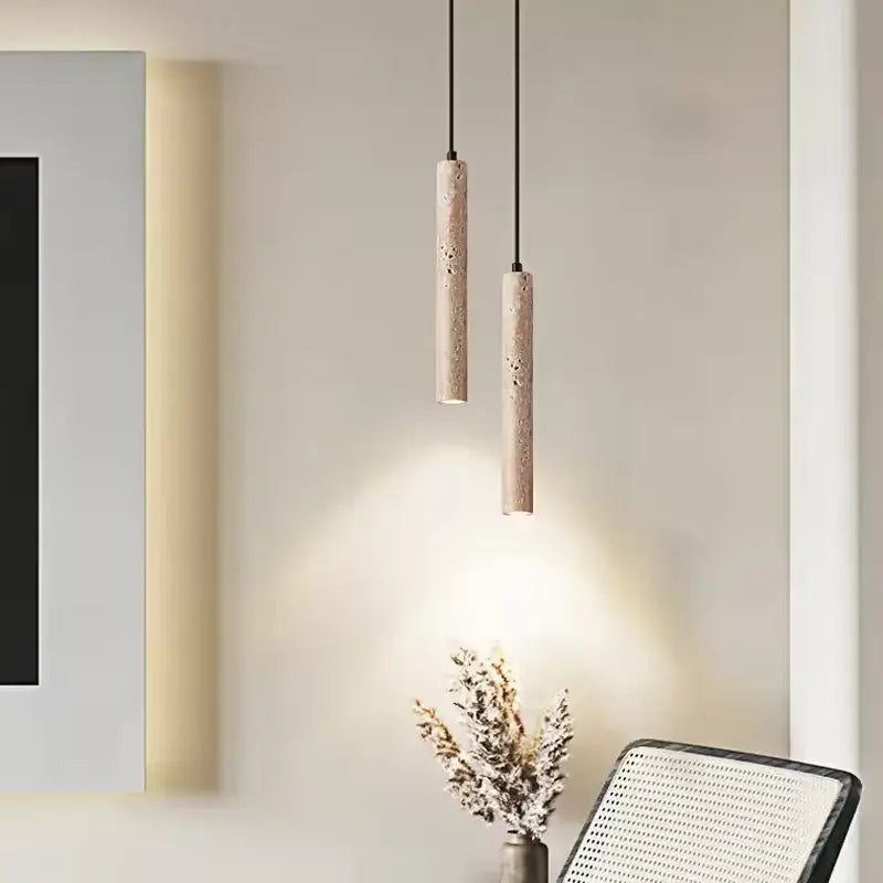 DecorBites™ Yellow Travertine Pendant Light for Kitchen Island