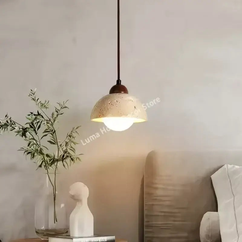 DecorBites™ Yellow Travertine Pendant Light for Kitchen Island