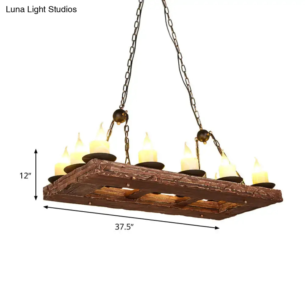 DecorBites™ Yellow Wood Island Pendant Light with 14 Bulbs - Warehouse Style