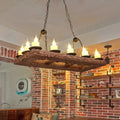 DecorBites™ Yellow Wood Island Pendant Light with 14 Bulbs - Warehouse Style