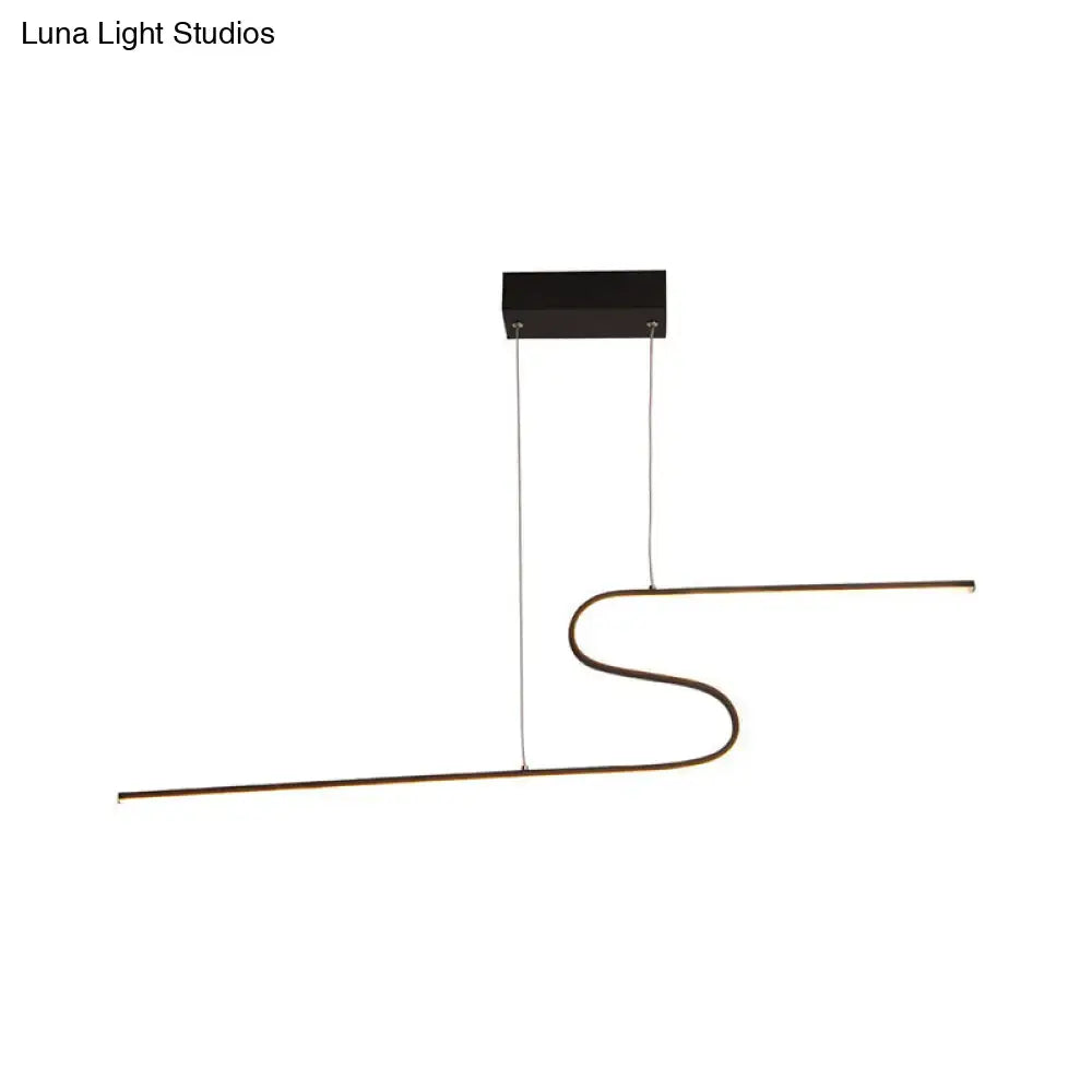 DecorBites™ Z-Shaped Linear Island Light Metallic Pendant with Warm/White LED, for Dining Room and Kitchen, in Black/White