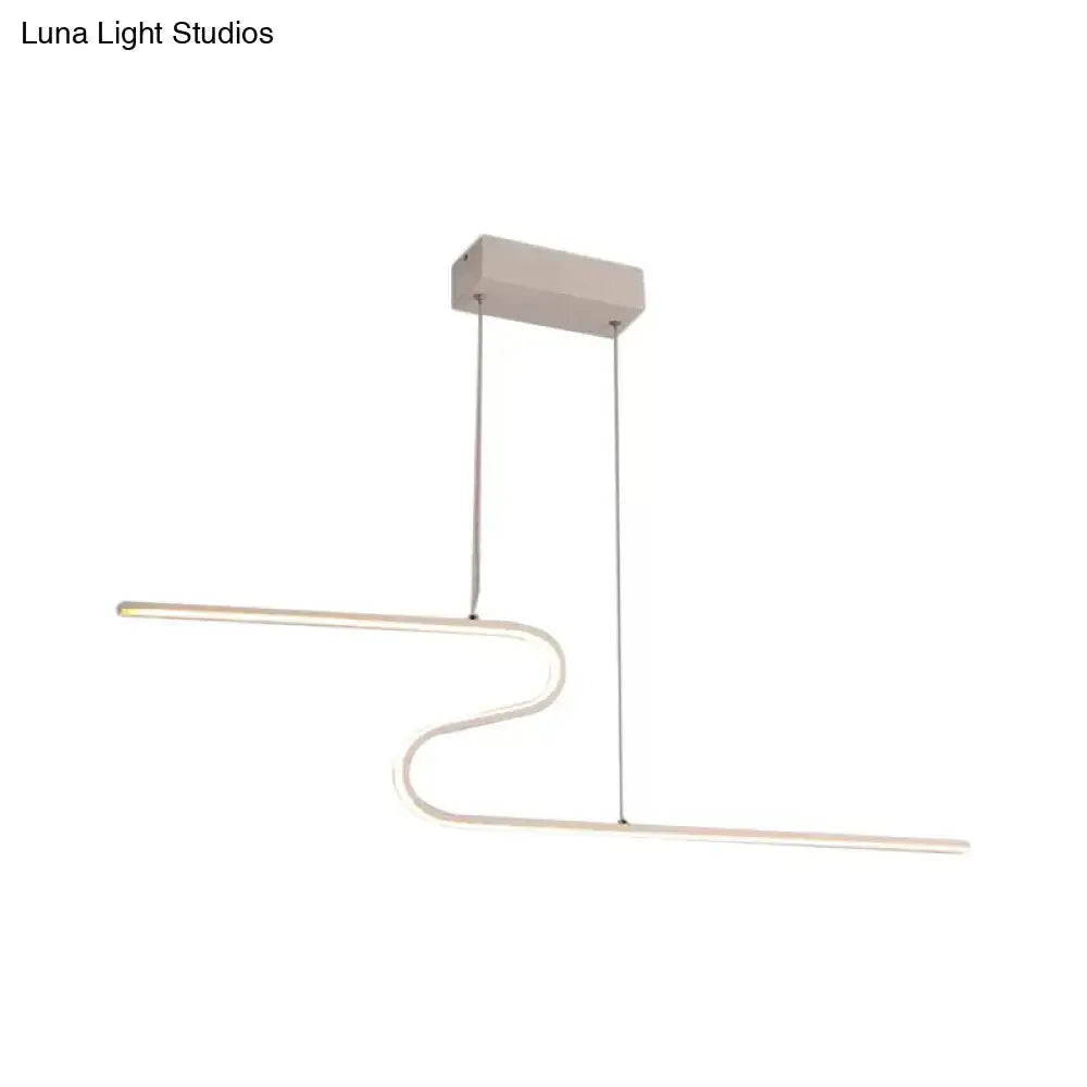 DecorBites™ Z-Shaped Linear Island Light Metallic Pendant with Warm/White LED, for Dining Room and Kitchen, in Black/White