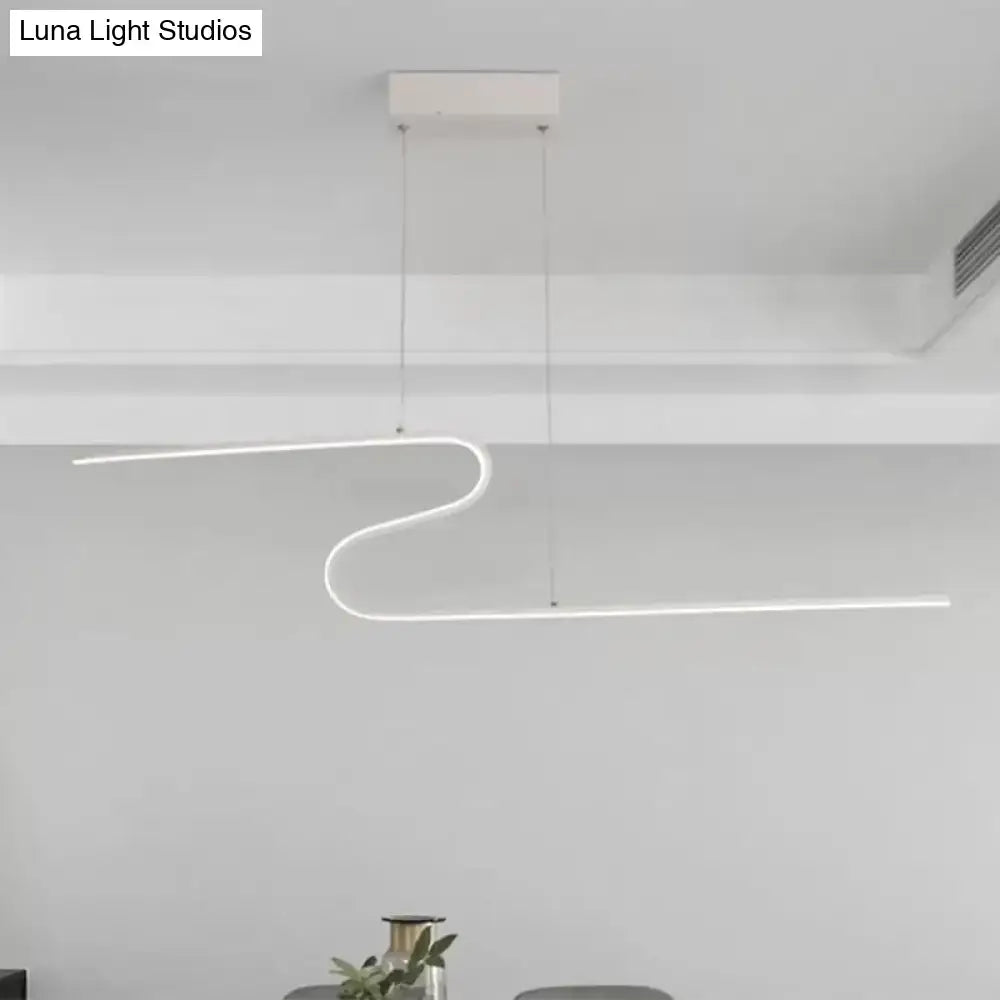 DecorBites™ Z-Shaped Linear Island Light Metallic Pendant with Warm/White LED, for Dining Room and Kitchen, in Black/White
