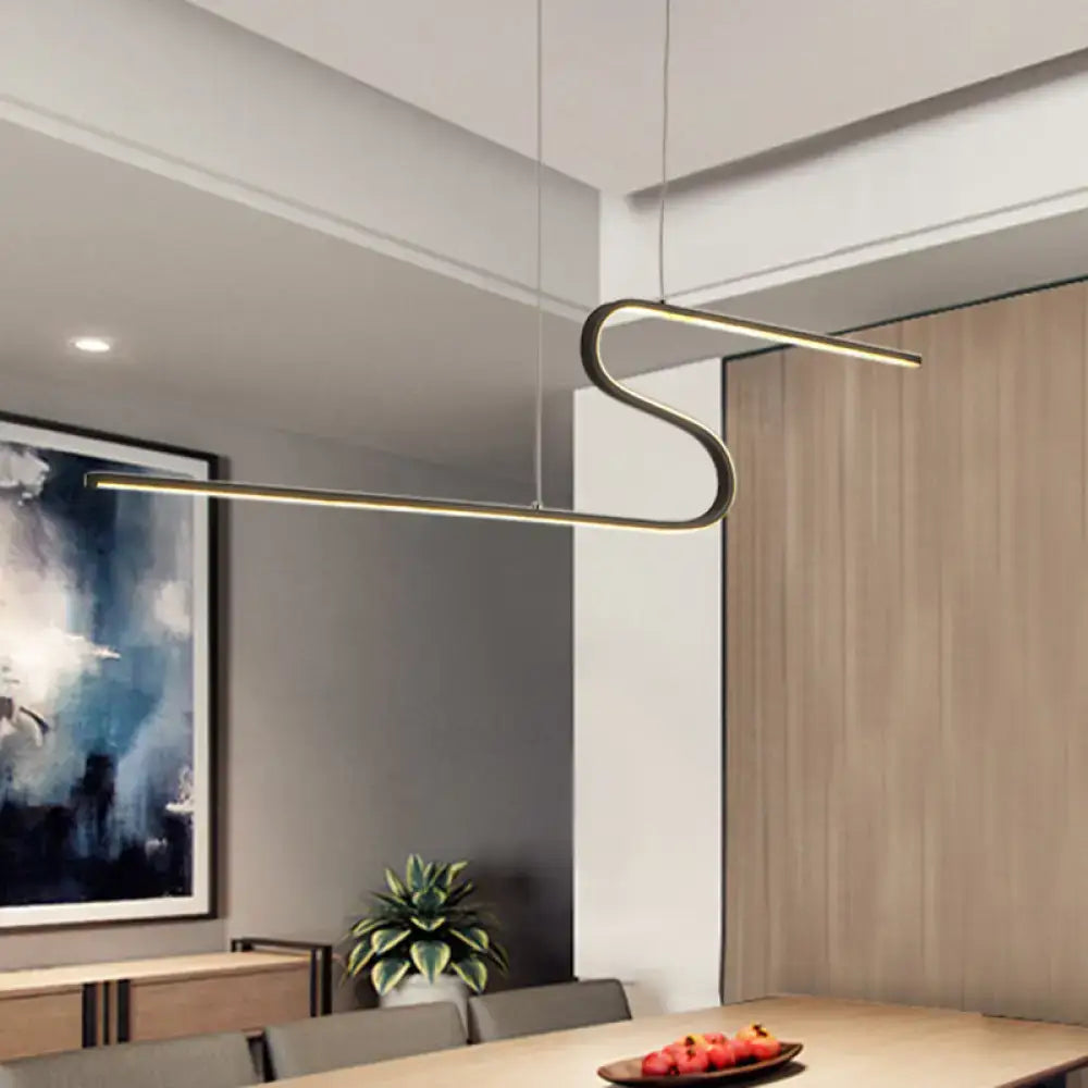DecorBites™ Z-Shaped Linear Island Light Metallic Pendant with Warm/White LED, for Dining Room and Kitchen, in Black/White