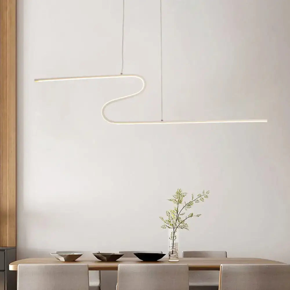 DecorBites™ Z-Shaped Linear Island Light Metallic Pendant with Warm/White LED, for Dining Room and Kitchen, in Black/White