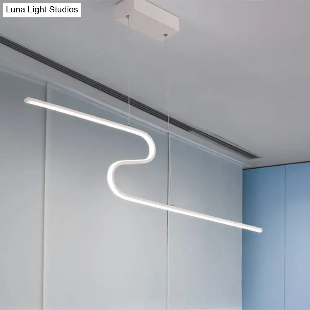DecorBites™ Z-Shaped Linear Island Light Metallic Pendant with Warm/White LED, for Dining Room and Kitchen, in Black/White