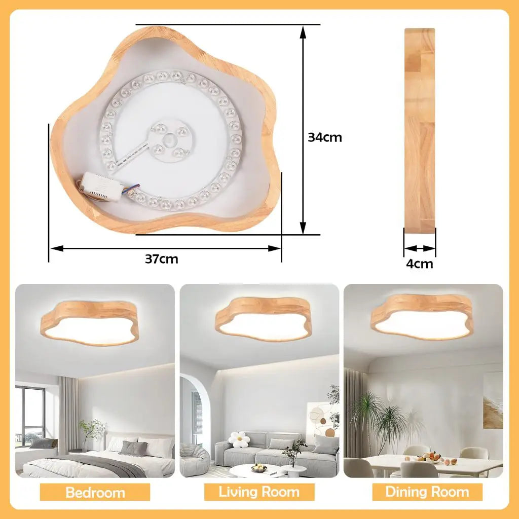 Plafonnier LED en bois en forme de nuage DecorBites™ pour salon moderne de style nordique