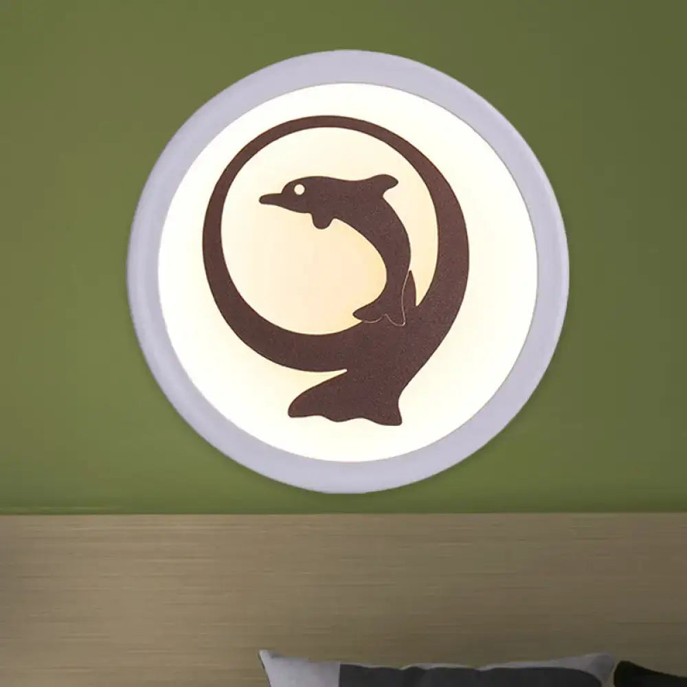 Dolphin iron white circular led ceiling light for kids bedroom