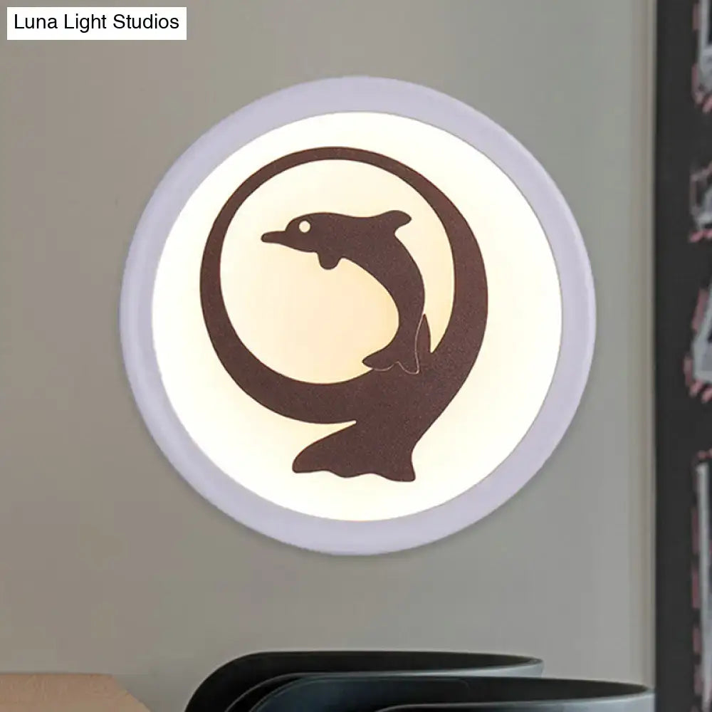 Dolphin iron white circular led ceiling light for kids bedroom