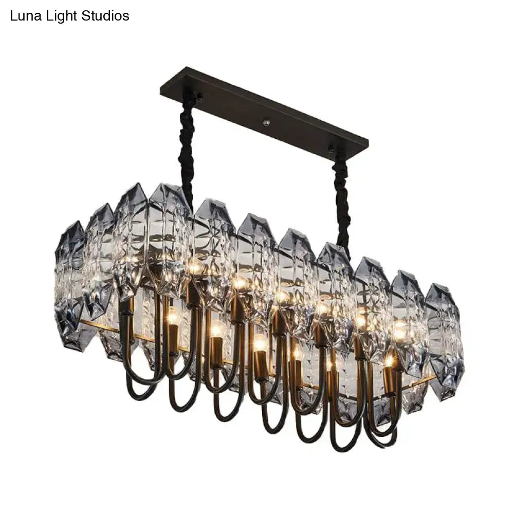 Elegant bronze crystal flute hanging ceiling light kitchen island
