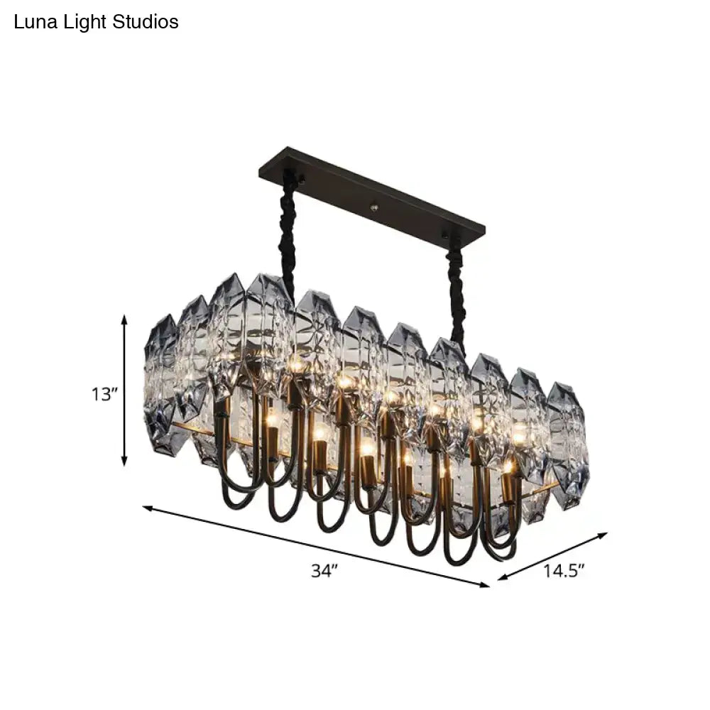 Elegant bronze crystal flute hanging ceiling light kitchen island