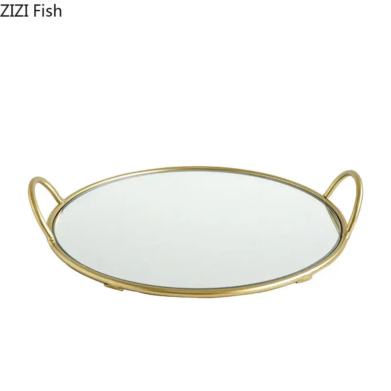 Elegant giraffe gold ceramic jar and brass handle storage tray dining room