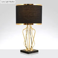 Elegant gold and black fabric shade table lamp bedroom light